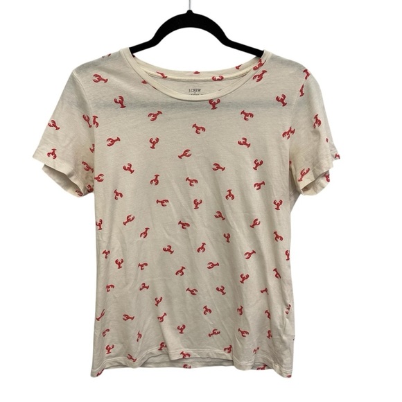 J. Crew Factory Tops - J. Crew Tee cotton tee in cream red lobster print beachy coastal preppy summer